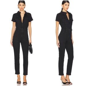 Good American Classic Denim Black Jumpsuit